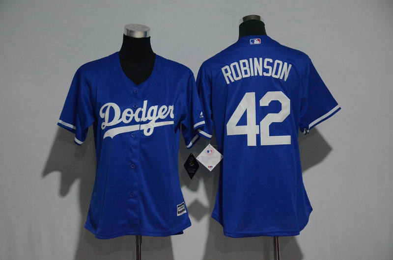 Womens 2017 MLB Los Angeles Dodgers #42 Robinson Blue Jerseys->->Women Jersey